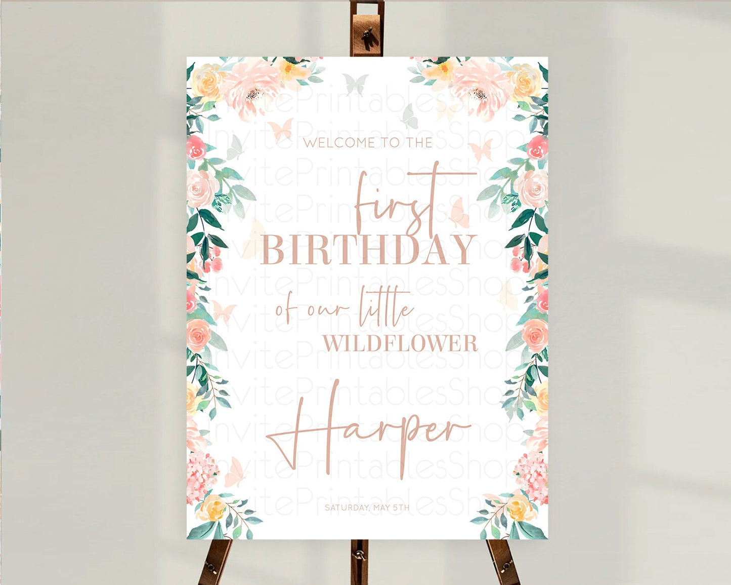 Secret Garden Welcome Sign Wildflower Welcome Board Pastel Flower Garden Welcome Poster Boho Wildflower First Birthday Welcome Sign D10706