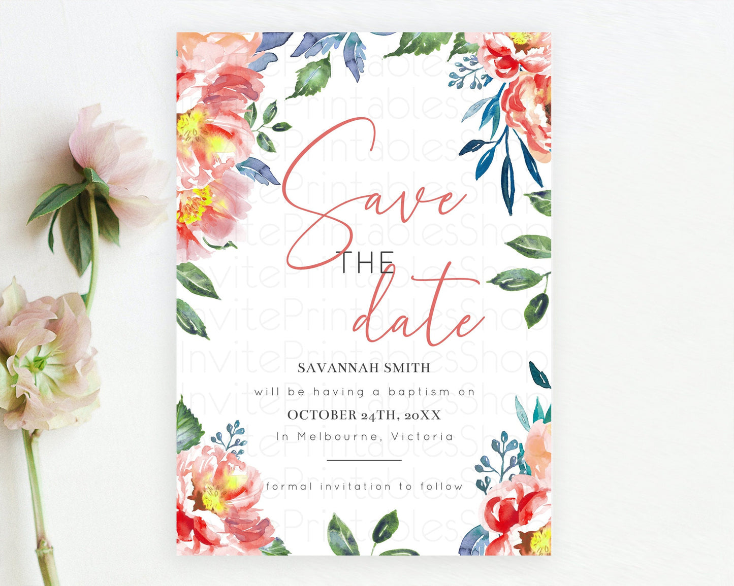 Wildflower Save The Date Template Secret Garden Save The Date Pastel Floral Garden Party Boho Flowers Birthday Baby Shower Wedding D10751