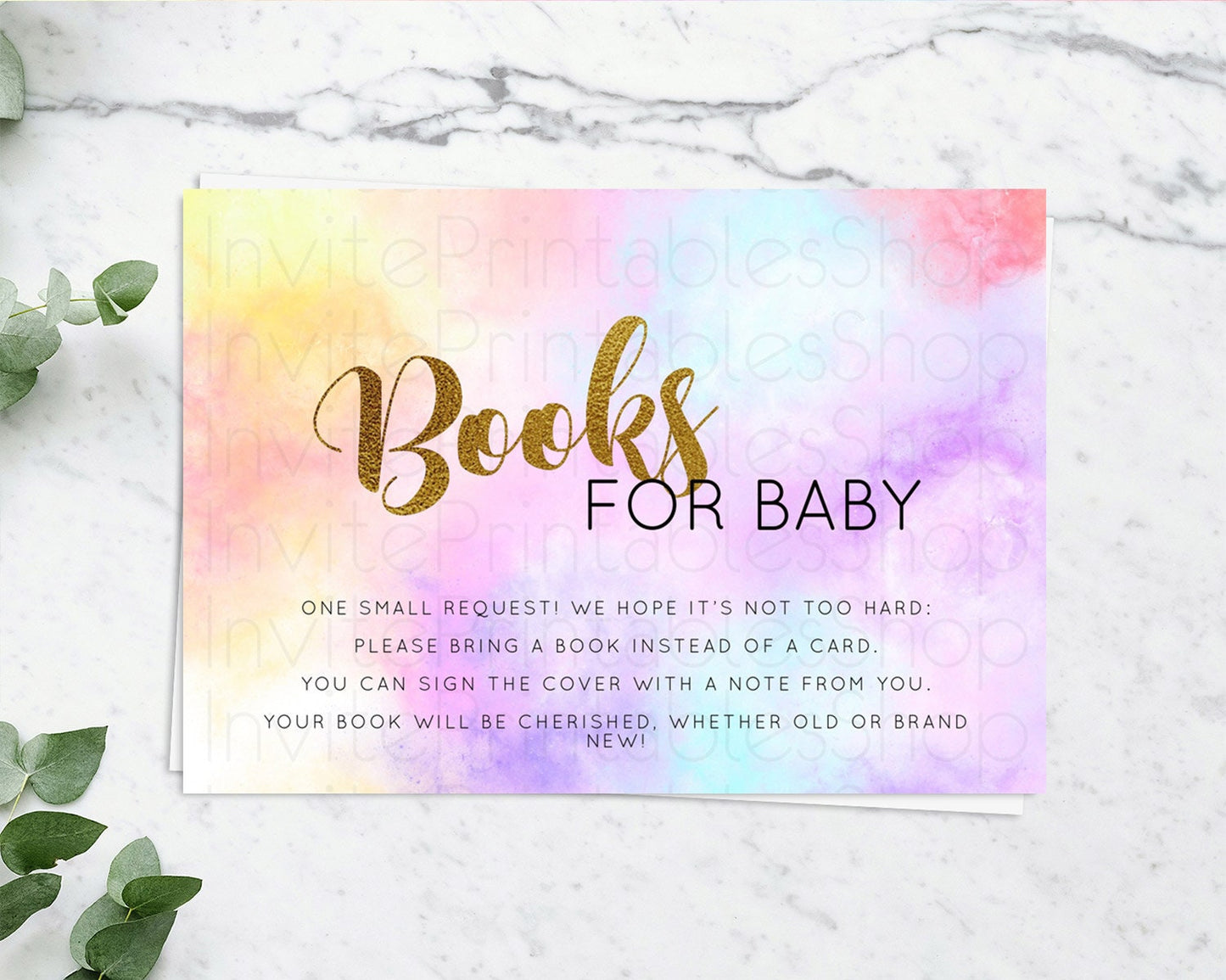 Pastel Books For Baby Card Pastel Rainbow Book Insert Colorful Ombre Watercolor Book Card Confetti Glitter Baby Book Poem Request D10435