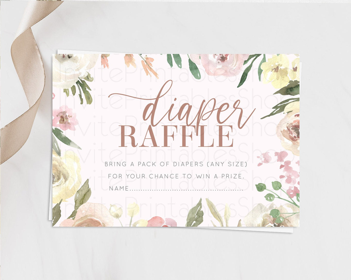 Secret Garden Diaper Raffle Card Boho Wildflower Diaper Raffle Insert Pastel Flower Garden Baby Shower Card Flower Raffle Game D10192