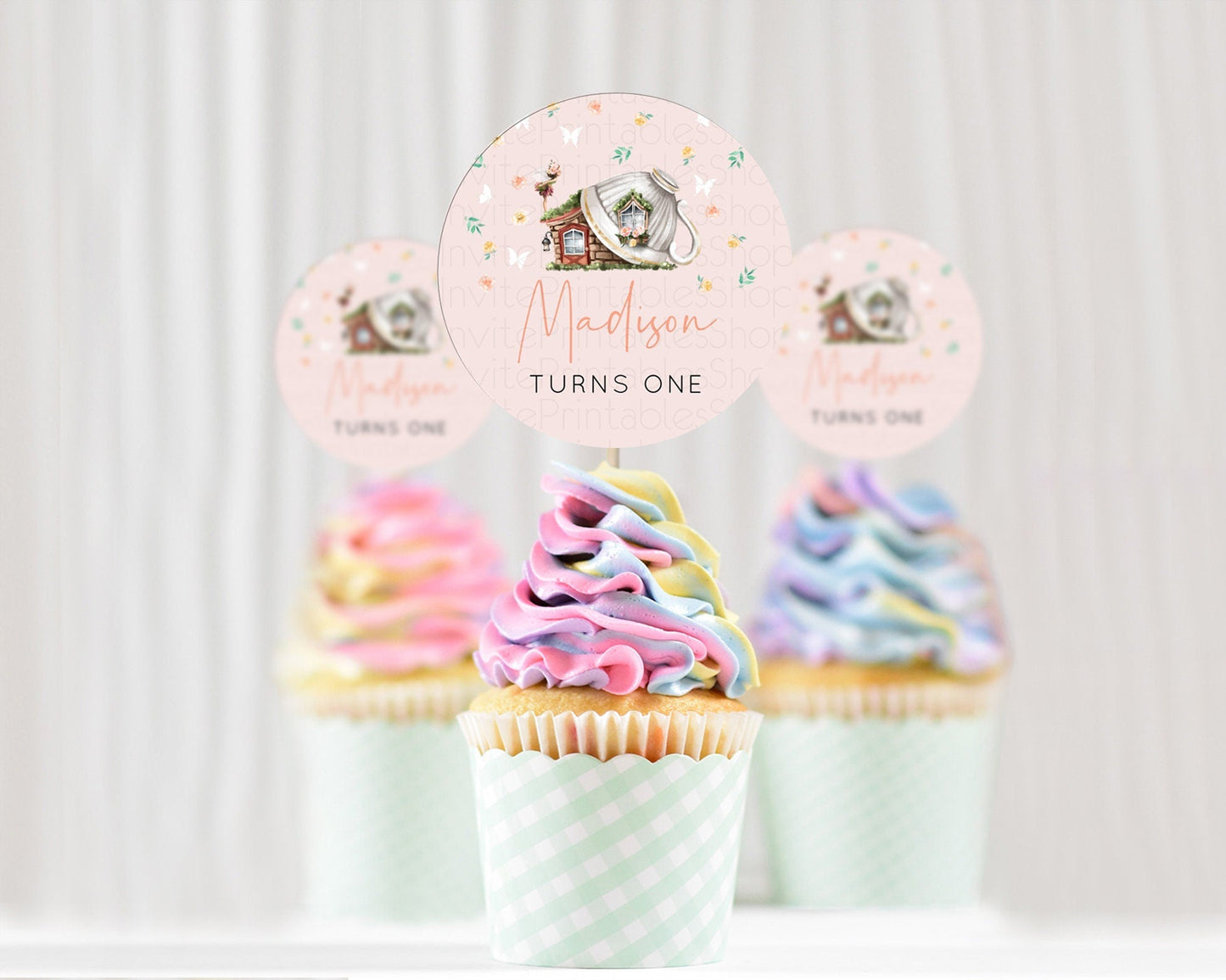 Fairy Cupcake Toppers Pastel Fairy Cupcake Toppers Fairy Floral Garden Cupcake Topper Enchanted Garden Floral Butterfly Party Decor D10384