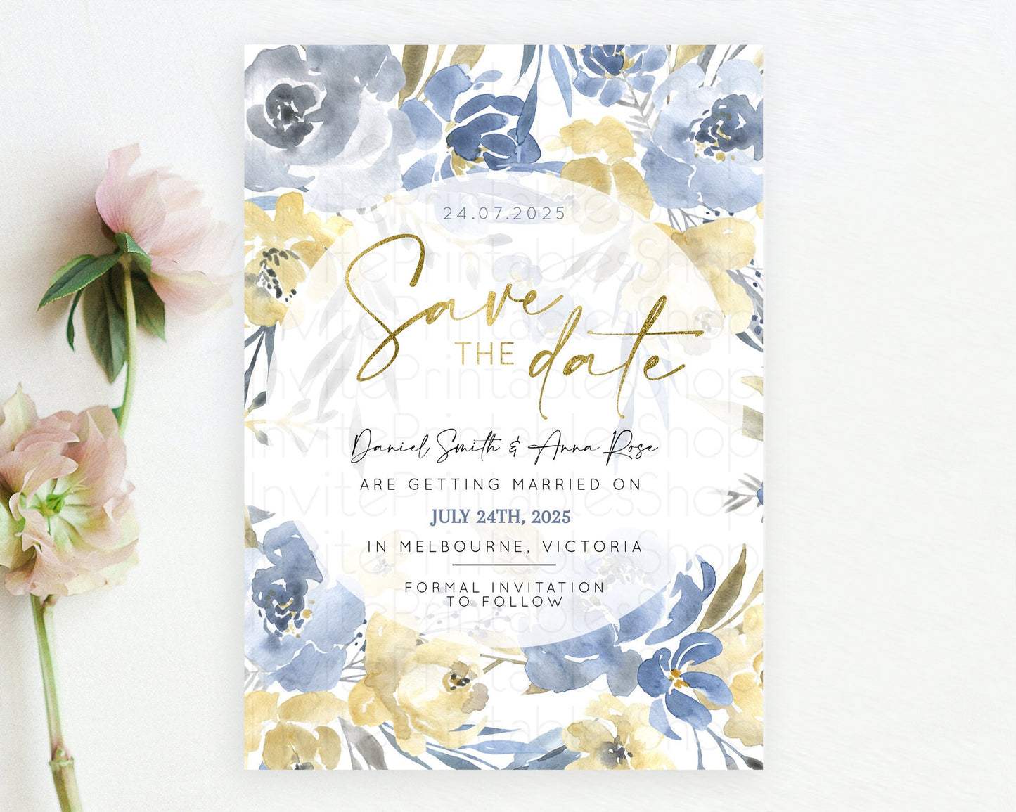 Wildflower Save The Date Template Secret Garden Save The Date Pastel Floral Garden Party Boho Flowers Birthday Baby Shower Wedding D10189