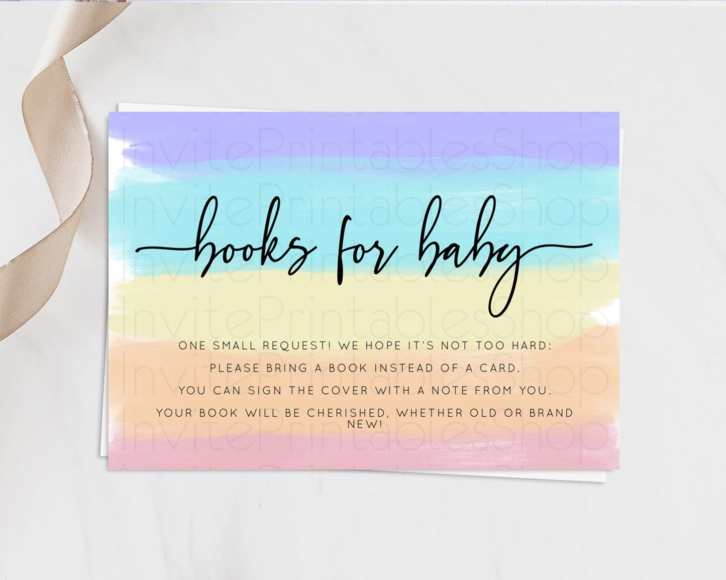 Pastel Books For Baby Card Pastel Rainbow Book Insert Colorful Ombre Watercolor Book Card Confetti Glitter Baby Book Poem Request D10510