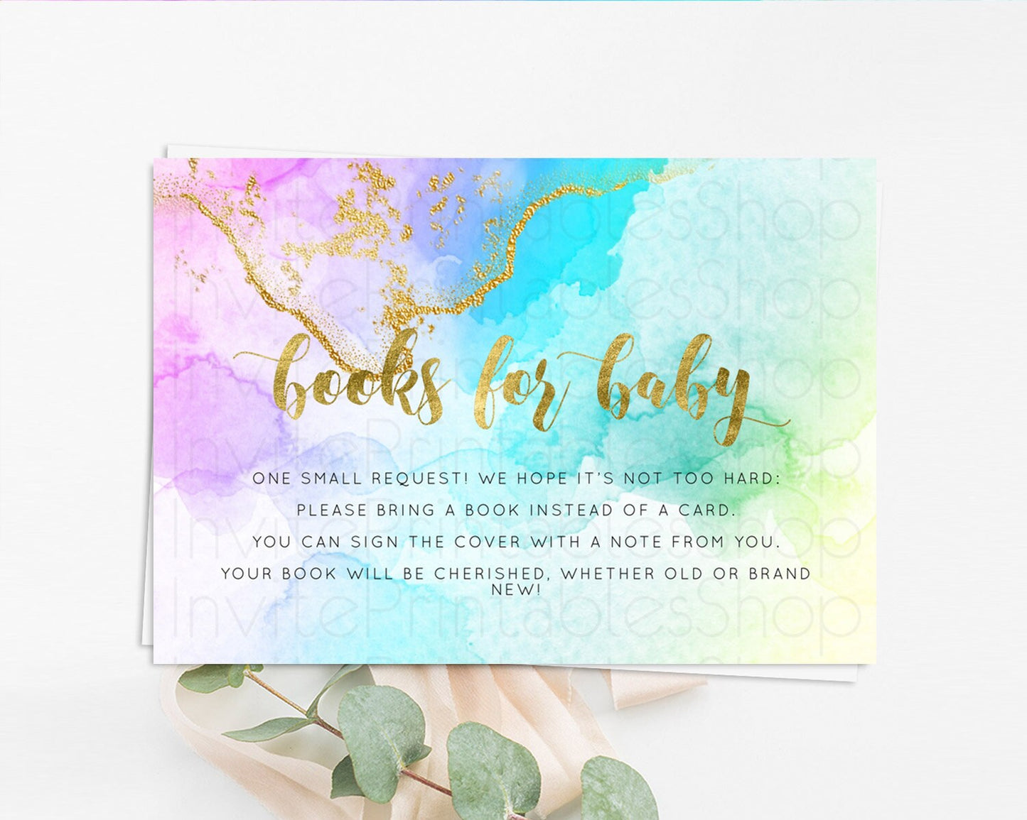 Pastel Books For Baby Card Pastel Rainbow Book Insert Colorful Ombre Watercolor Book Card Confetti Glitter Baby Book Poem Request D10392