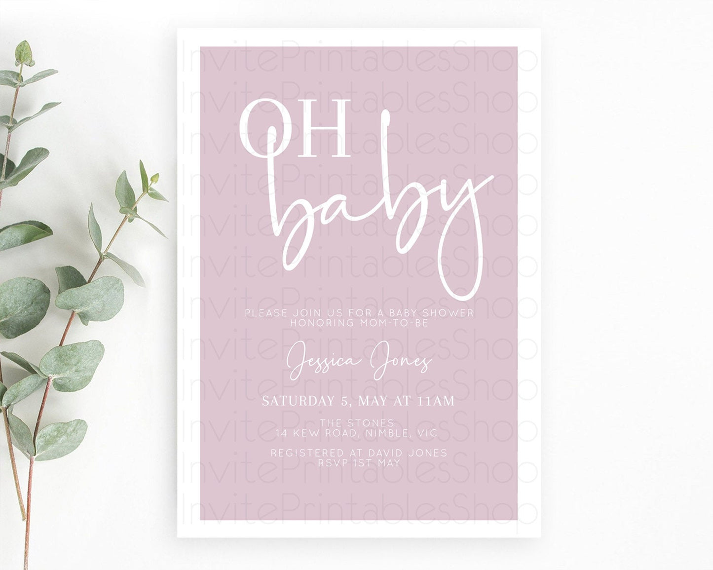 Minimalist Pink Baby Shower Invitation: Pink Invitation, It's a Girl, Modern and Simple Pastel Pink Invites for a Stylish Celebration D10940