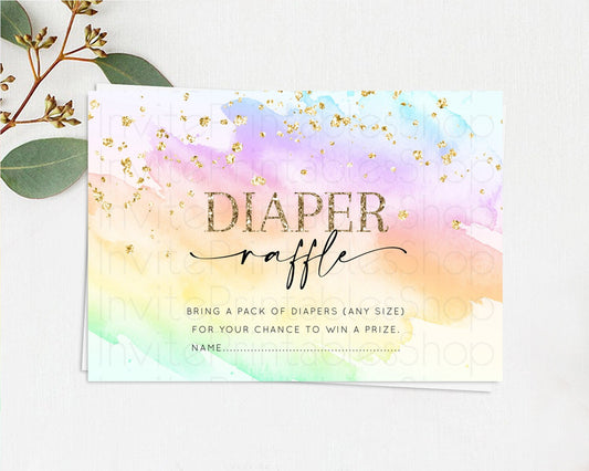 Editable Pastel Diaper Raffle Card Pastel Rainbow Diaper Raffle Insert Color