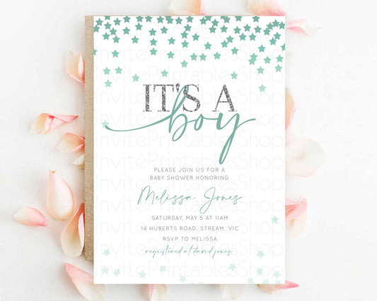 Editable Twinkle Star Baby Shower Invitation Pastel Twinkle Star Invitation