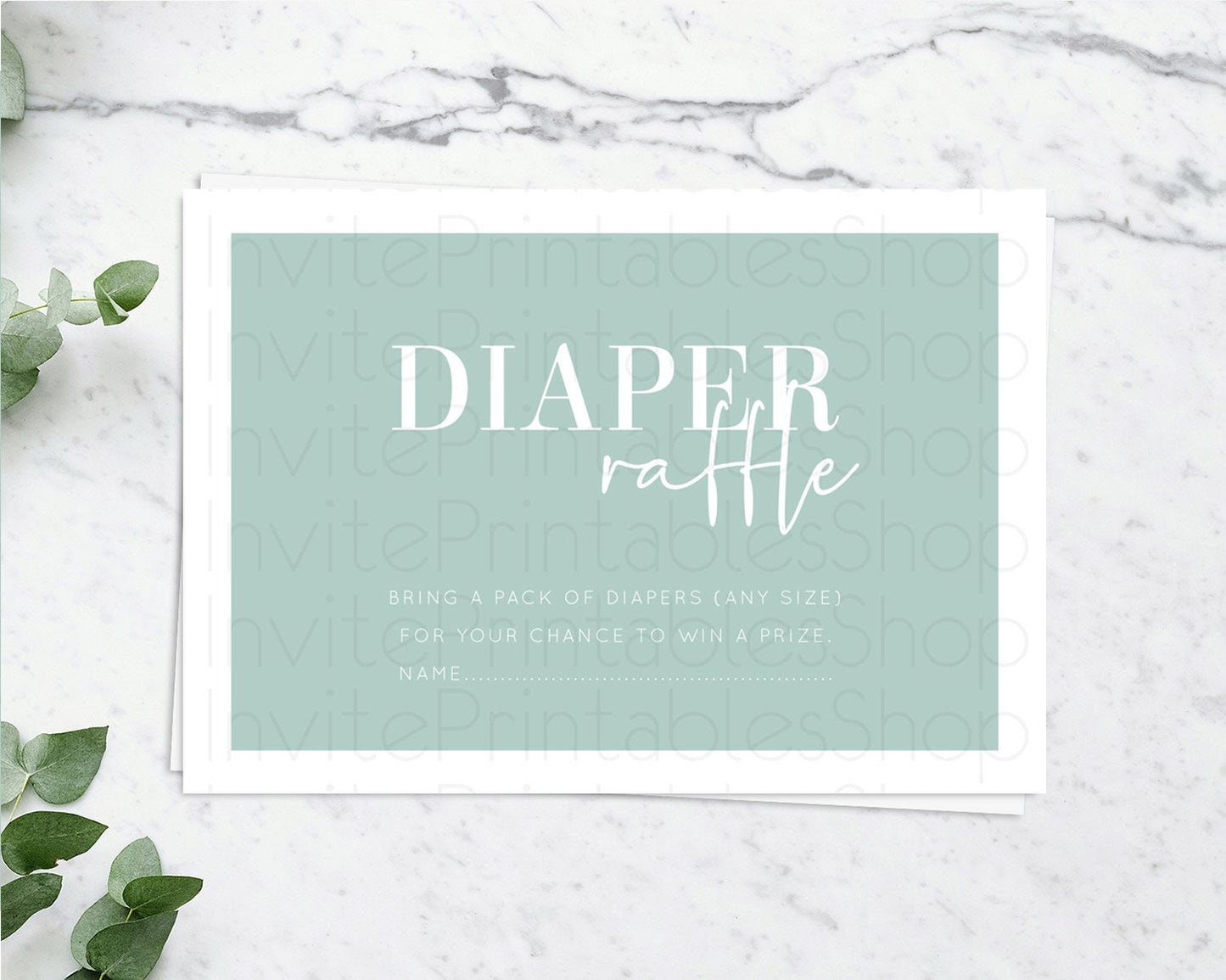 Green Diaper Raffle Card Plain Green Diaper Raffle Insert Minimalist Pastel Green Diaper Ticket Green Simple Baby Shower Raffle Game D10736