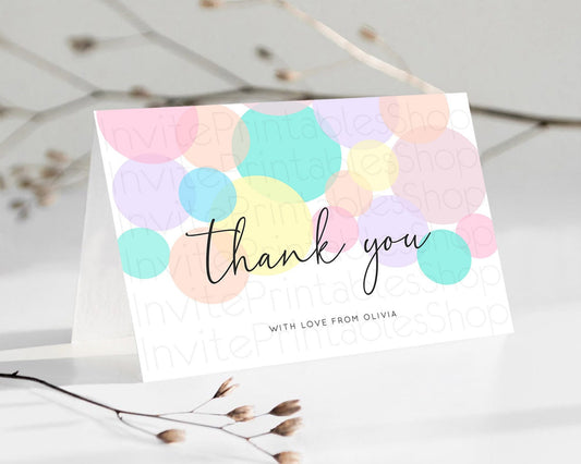 Rainbow Thank You Pastel Thank You Card Pastel Rainbow Birthday Thank You Confetti Colorful Pastel Cards Teacher Thank You Cards D10784