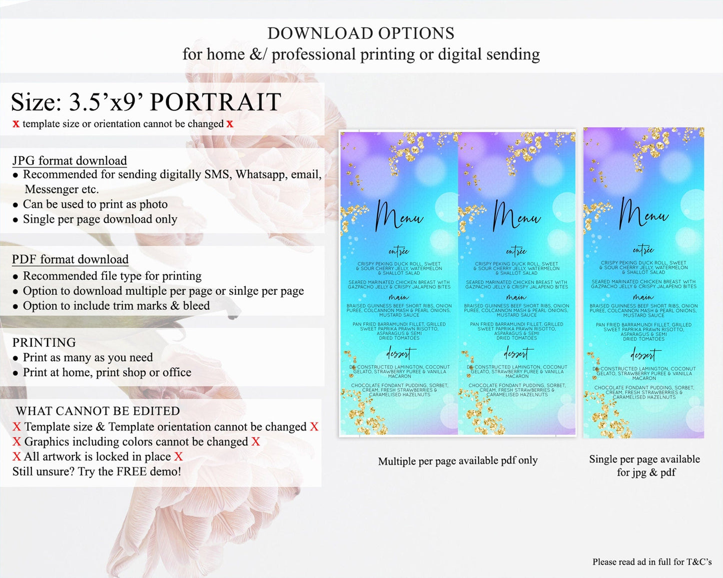 Mermaid Menu Mermaid Menu Template Rainbow Fish Under The Sea Colorful Pastel Table Decor Mermaid Dinner Dessert Party Food Menu D10573