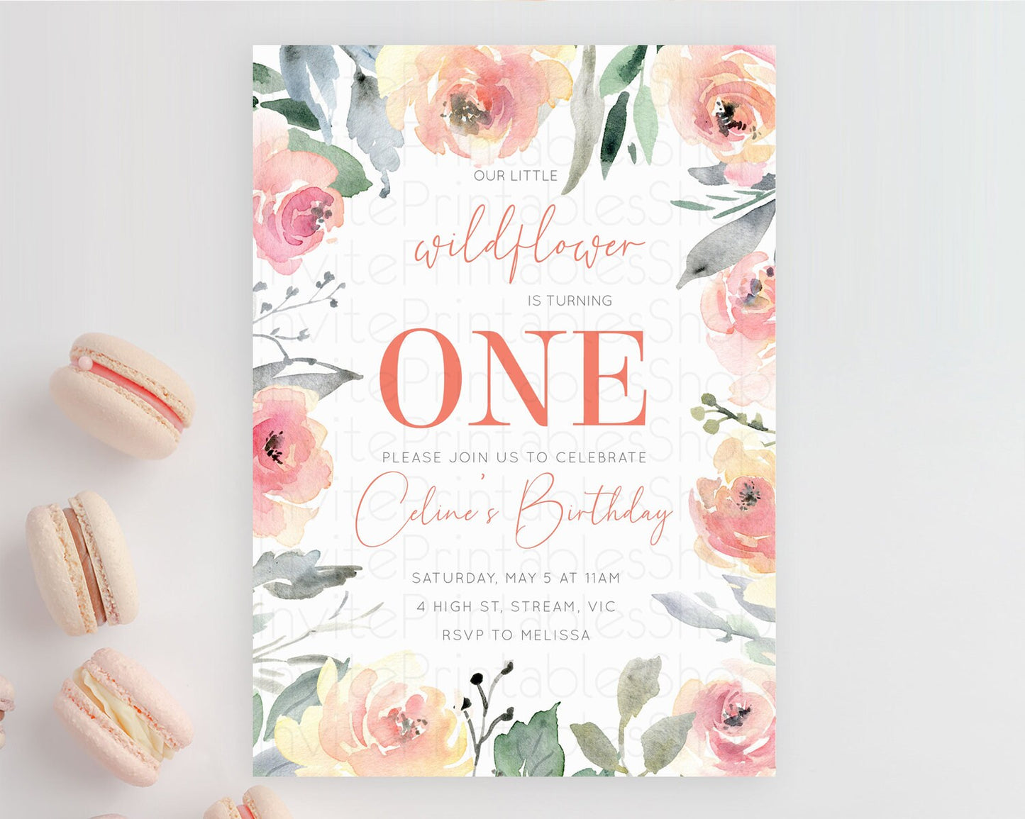 Secret Garden Invitation Wildflower Birthday Invitation Pastel Flowers Invite Enchanted Garden Boho Floral 3rd 2nd First Birthday D10778