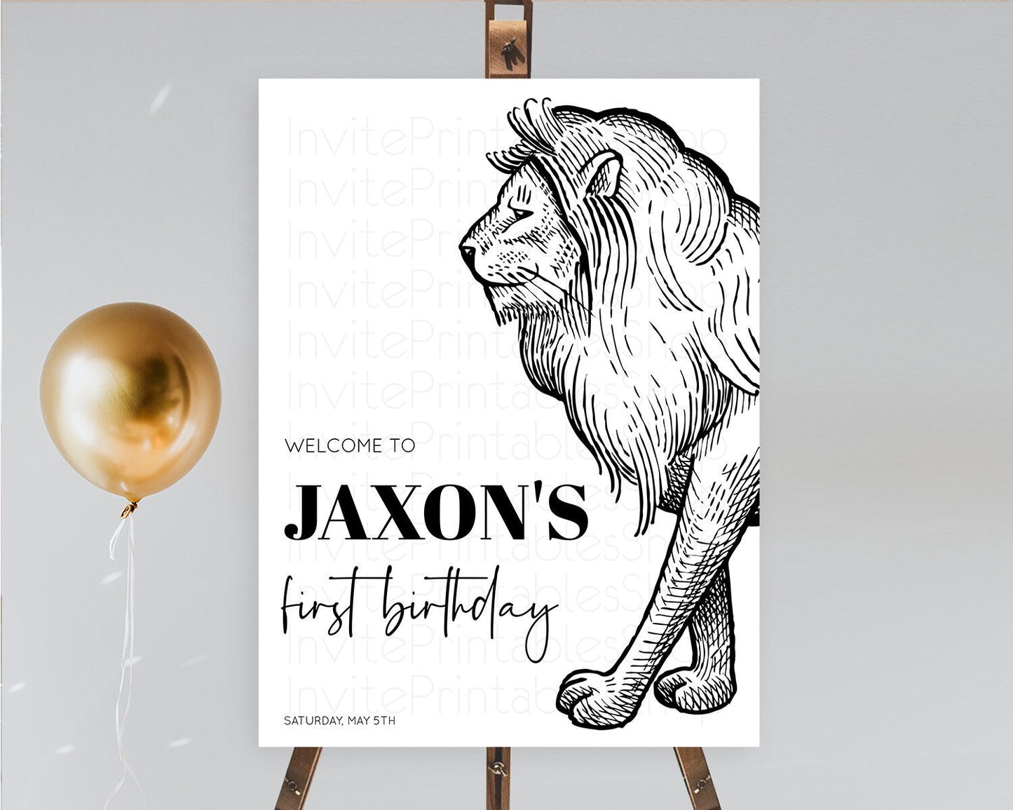 Lion Welcome Sign Lion Welcome Board Lion Party Welcome Poster Dried Palm Fern Safari Party Decor Lion First Birthday Welcome Sign D10246