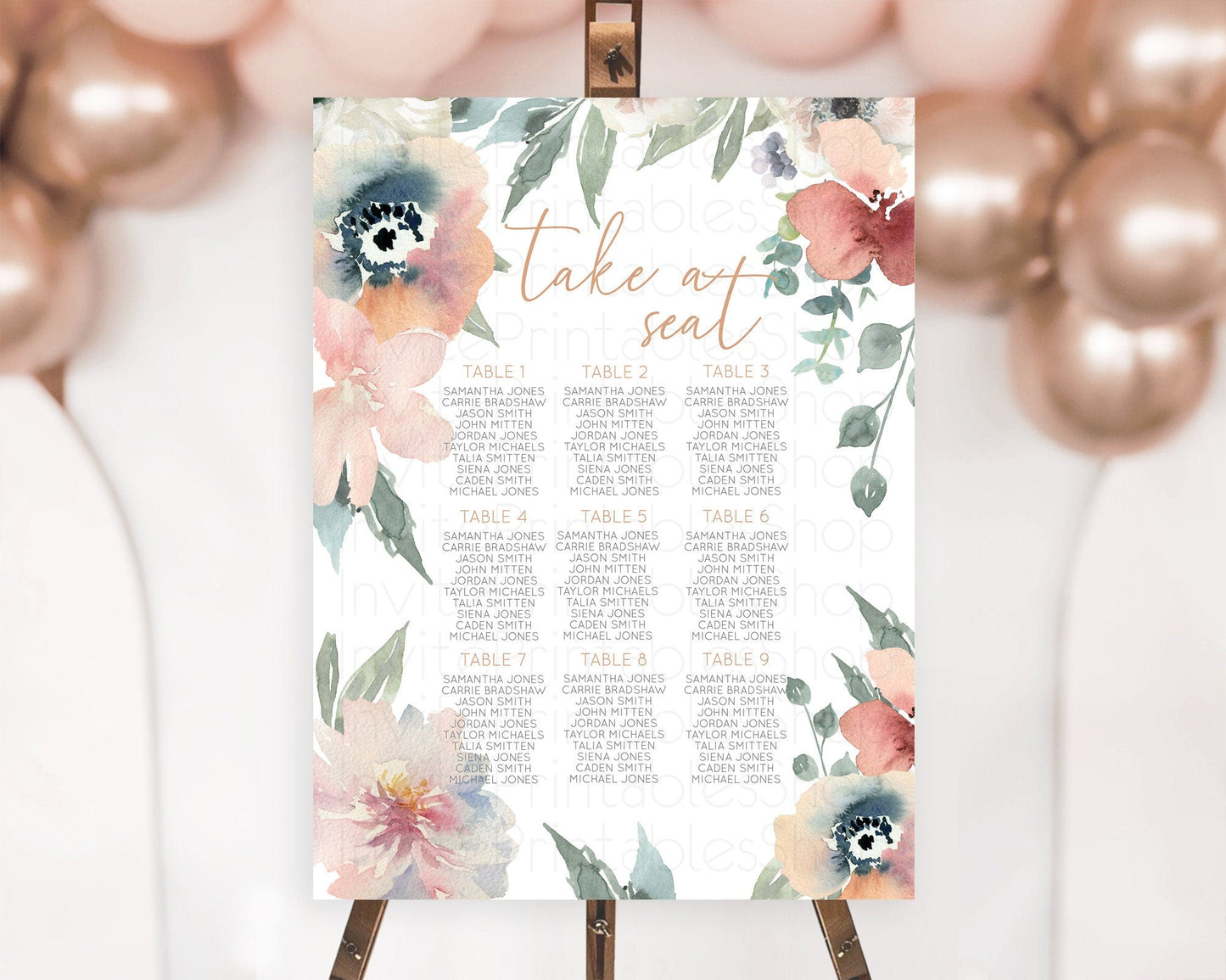 Secret Garden Seating Chart Wildflower Seating Chart Pastel Flowers Seating Chart Enchanted Garden Boho Floral Take A Seat Decor D10787
