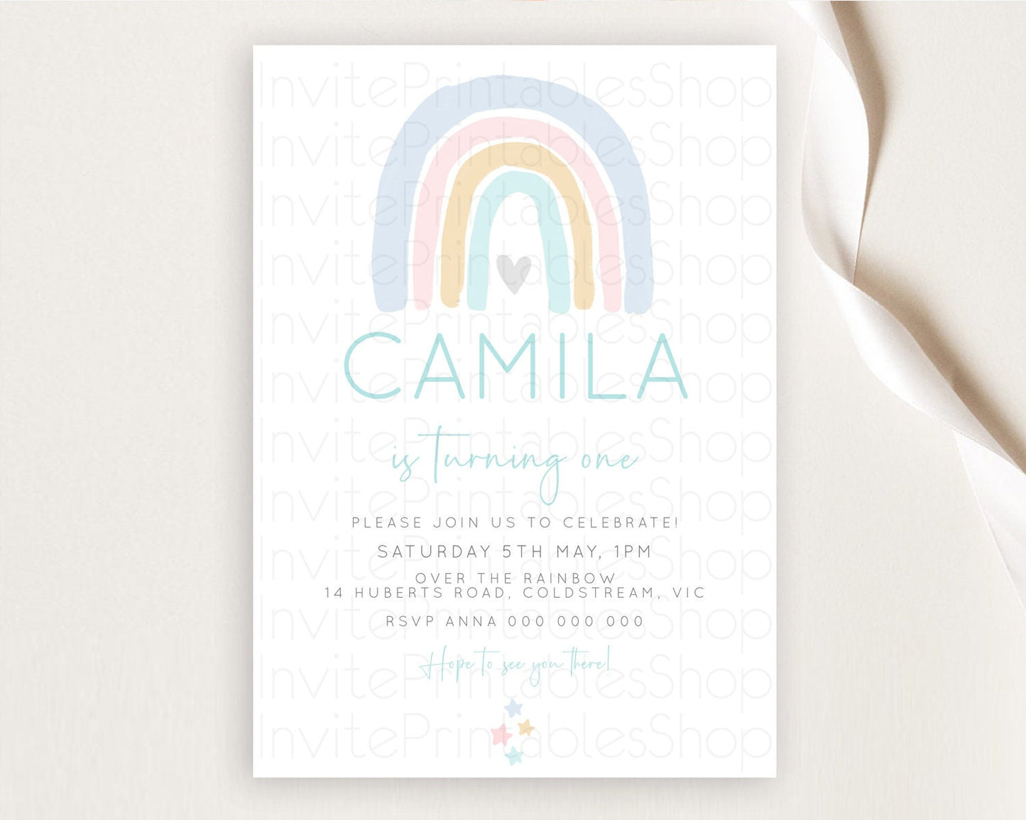 Pastel Rainbow Birthday Invitation Pastel Rainbow Invitation Rainbow Invitation Pastel Invitation Boho Rainbow 1st First Birthday D10214