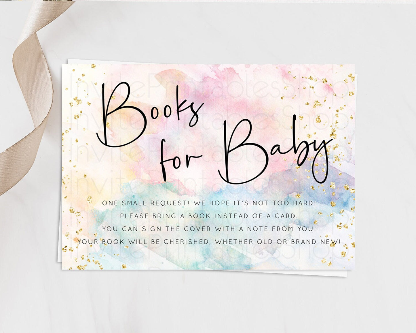 Pastel Books For Baby Card Pastel Rainbow Book Insert Colorful Ombre Watercolor Book Card Confetti Glitter Baby Book Poem Request D10263