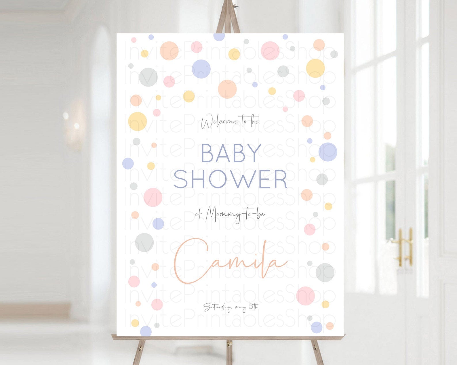 Editable Rainbow Baby Shower Welcome Sign Pastel Welcome Board Pastel Rainbo