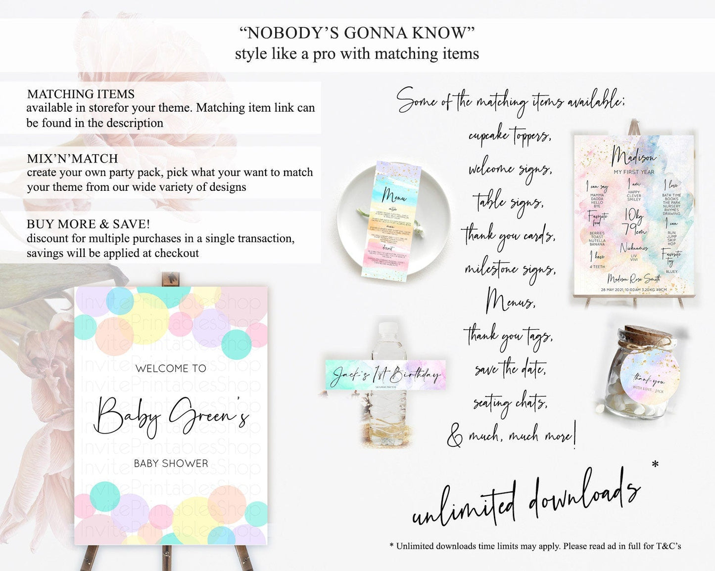 Rainbow Baby Shower Welcome Sign Pastel Welcome Board Pastel Rainbow Confetti Welcome Sign Colorful Bubbles Pastel Welcome Sign D10223