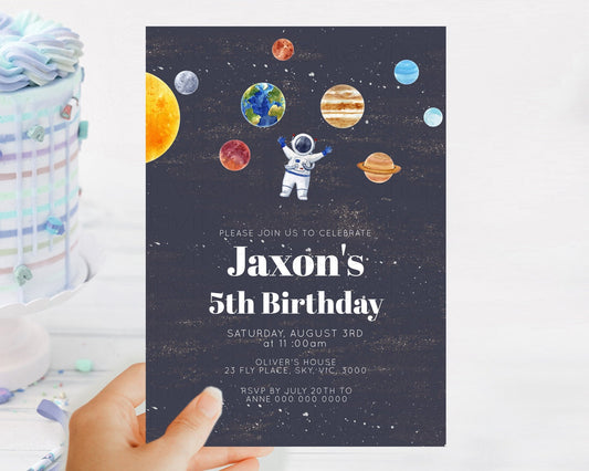 Editable Space Birthday Invitation Space 1st Birthday Invites First Trip Aro