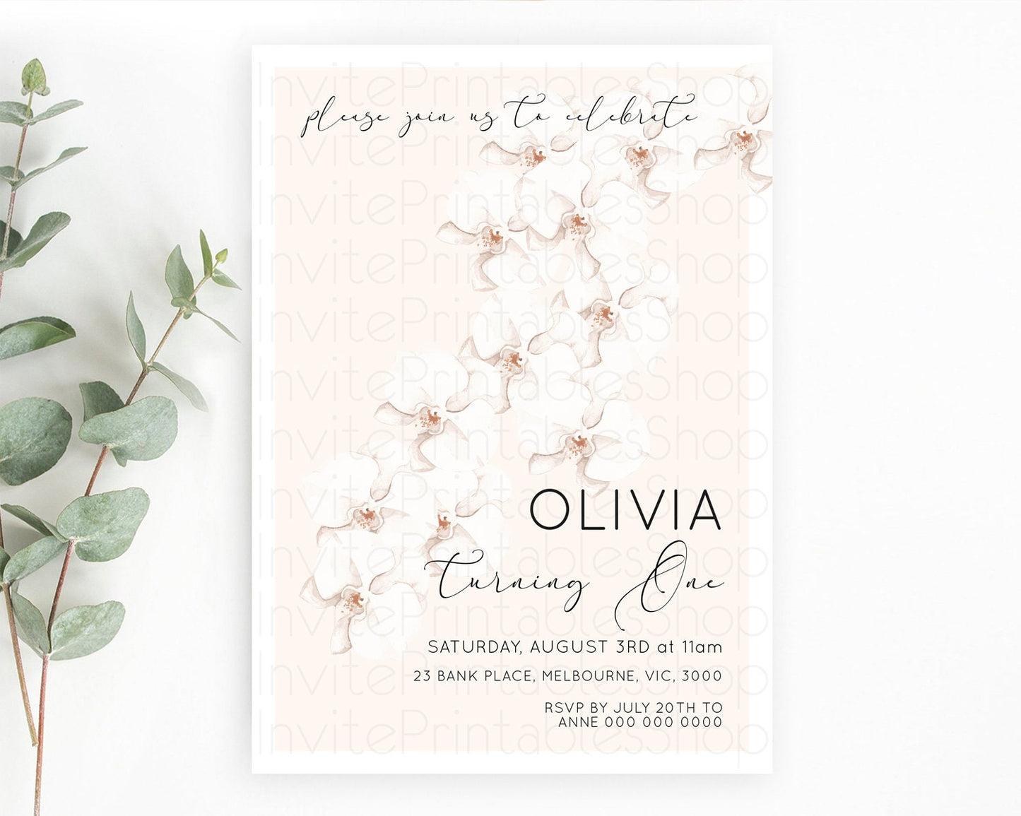 Tropical Invitation Tropical Birthday Invitation Tropical Floral Invitation Palm Leaf Fern Invite Frangipani White Orchid Invitation D11049