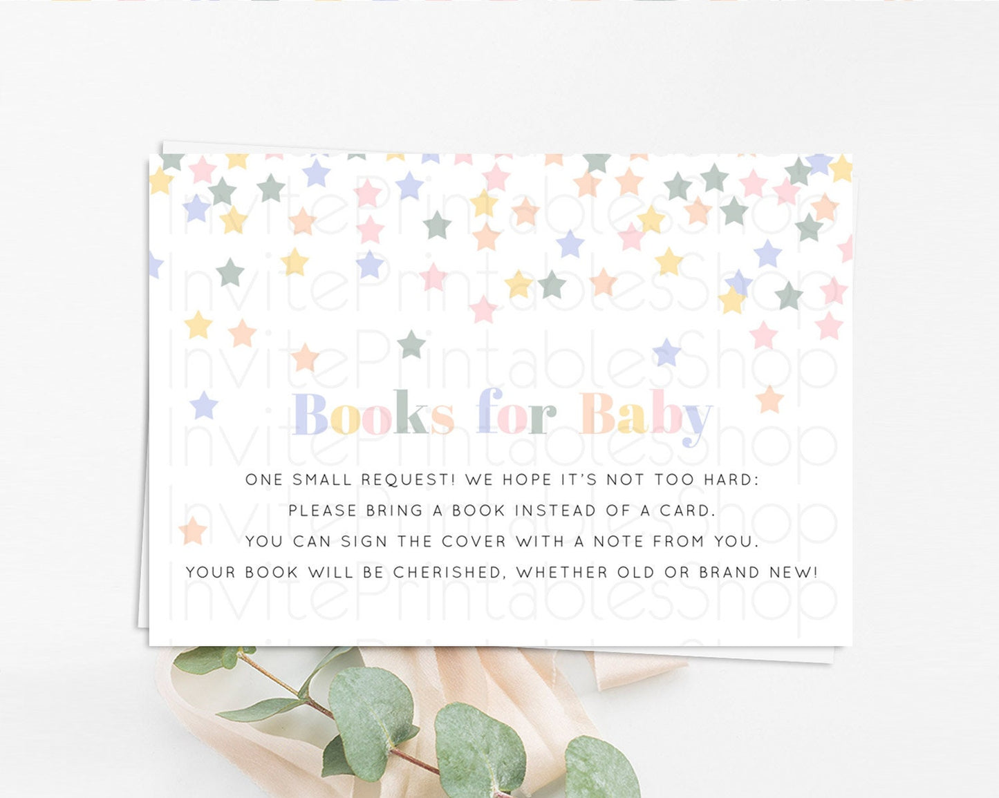 Pastel Star Books For Baby Card Shooting Star Book Insert Twinkle Little Star Book Card Rainbow Confetti Guests Book Poem Request D10795