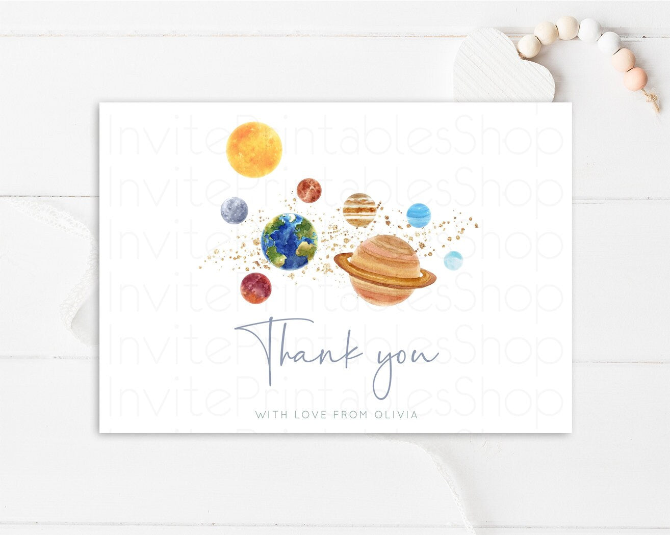 Space Thank you Planets Stars Thank you Folded Cards Pastel Colors Thank you Galaxy Milky Way Thank You Postcard Birthday Baby Shower D10598