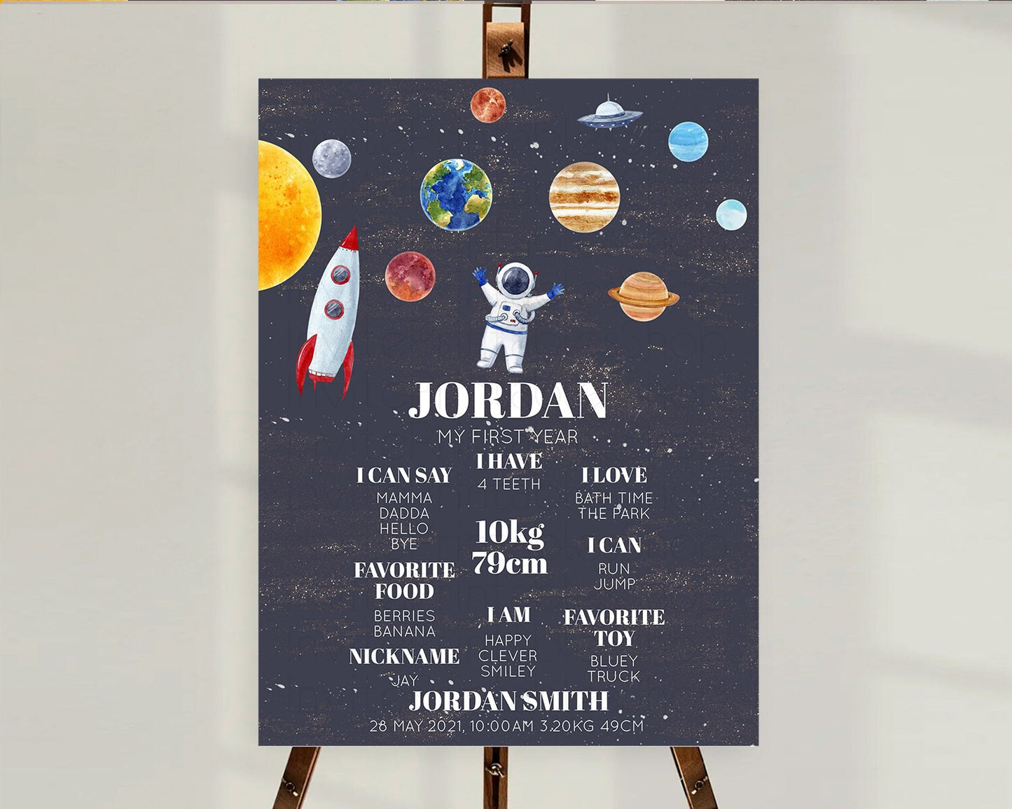 Space First Birthday Milestone Poster Space Milestone Board First Trip Around the Sun Planets Solar System ONE year Birthday Sign D10144