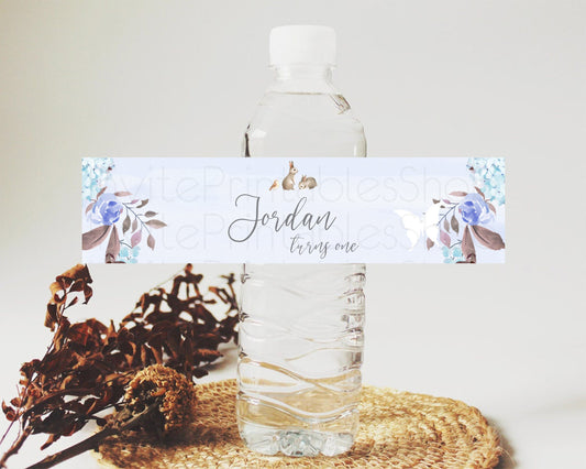 Editable Floral Bunny Water Label Template Pastel Flowers Forest Bunny Secre