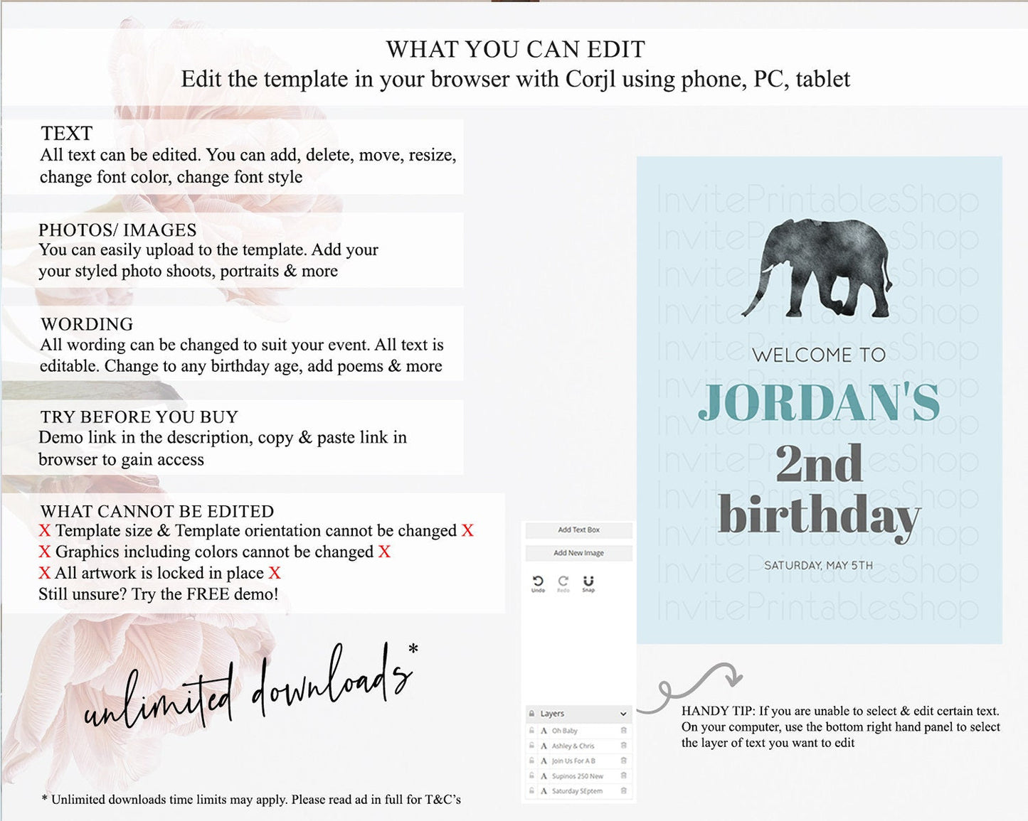 Elephant Welcome Sign Elephant Welcome Board Elephant Party Welcome Poster Safari Party Decor Elephant First Birthday Welcome Sign D10802