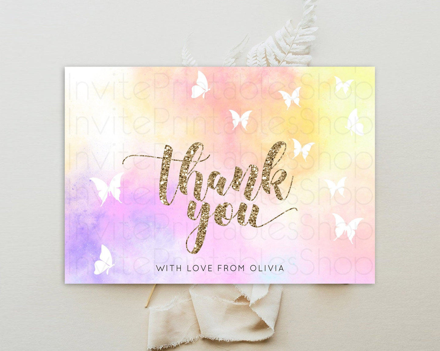 Pastel Thank You Rainbow Thank You Card Colorful Pastel Birthday Thank You Card Confetti Watercolor Pastel Teacher Thank You Cards D10435