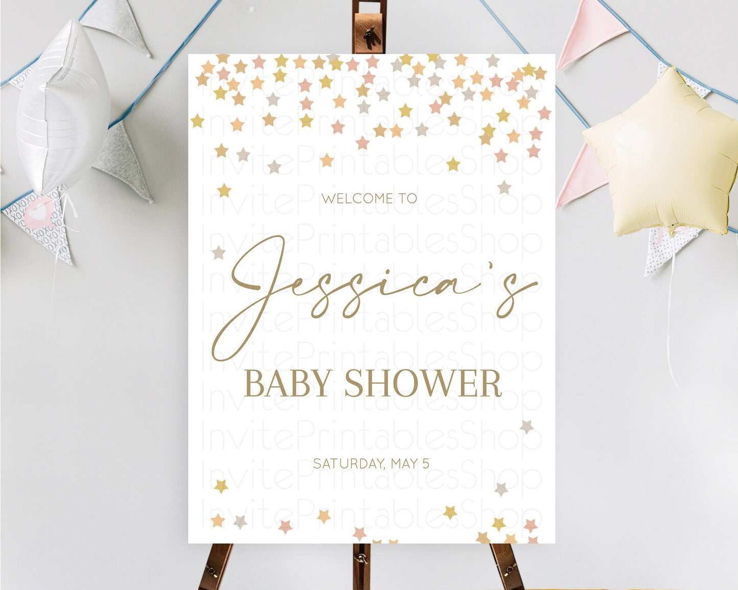 Star Baby Shower Welcome Board Pastel Stars Welcome Sign Shooting Star Rainbow Colorful Confetti Twinkle Little Star Welcome Sign D10342