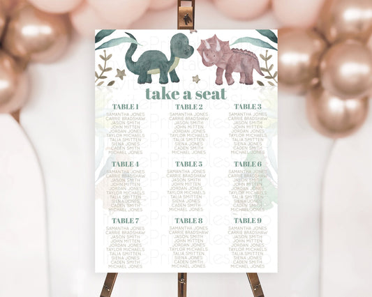 Dinosaur Seating Chart Dinosaur Volcano Seating Chart Watercolor Dinosaur Seating Sign Volcano T-Rex Raptor Jurassic Party Décor  D10597