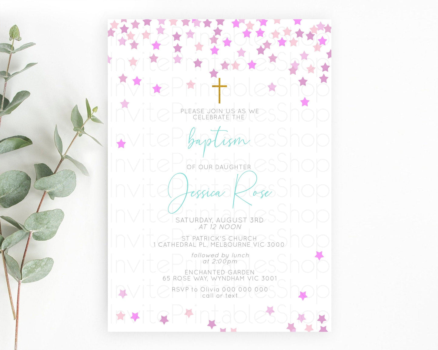 Star Baptism Invitation Pastel Stars Baptism 1st Birthday Invitation Rainbow Colors Confetti Twinkle Little Star Christening Invite D10403