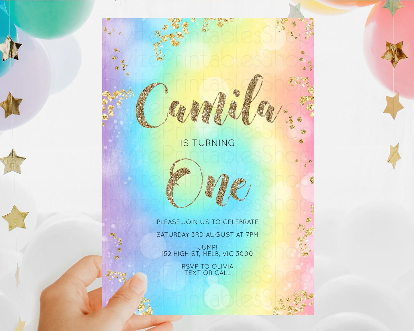 Editable Tie Dye Invitation Rainbow Birthday Invitation Pastel Invitation Co