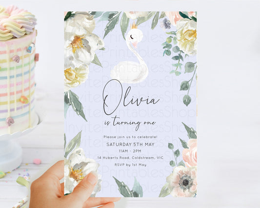 Editable Swan Birthday Invitation Swan Princess Ballet Invitation Enchanted