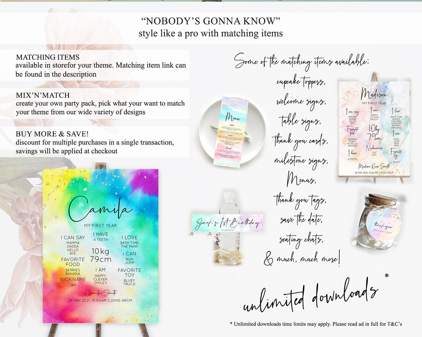 Tie Dye Milestone Board Rainbow First Birthday Milestone Poster Pastel Milestone Colorful Milestone Board Pastel Rainbow Birthday D10462