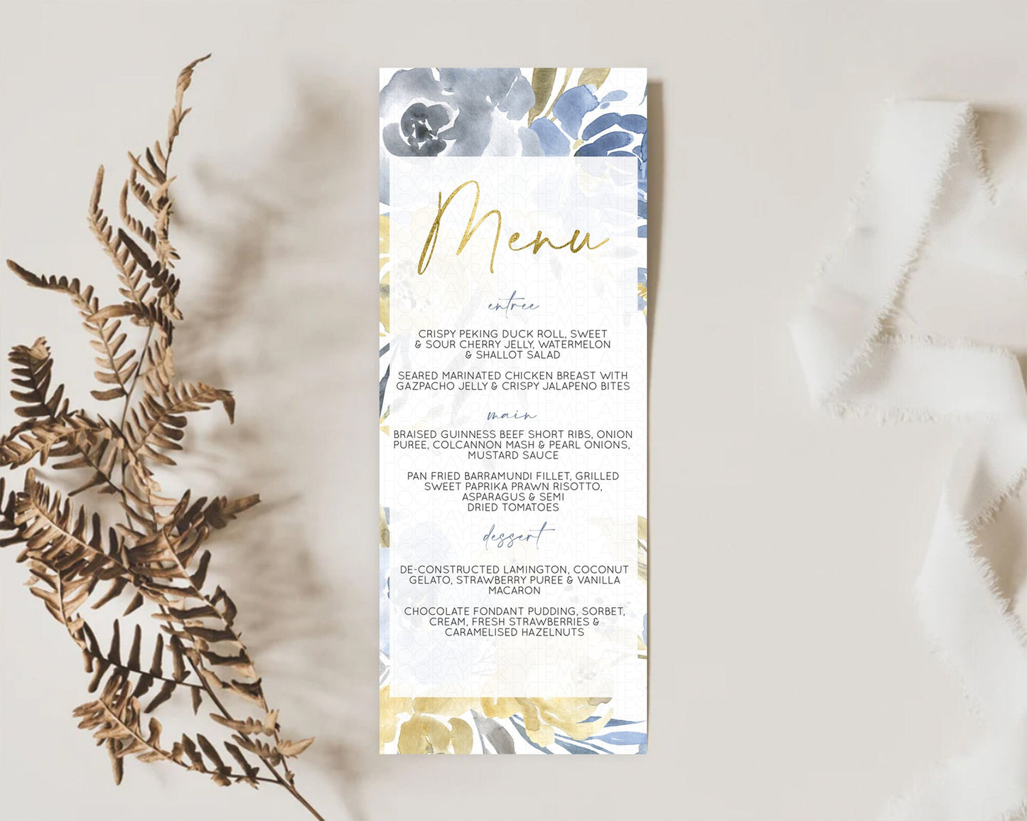 Secret Garden Menu Wildflower Menu Template Pastel Flower Garden Table Decor Boho Floral Dinner Dessert Floral Party Food Menu D10189