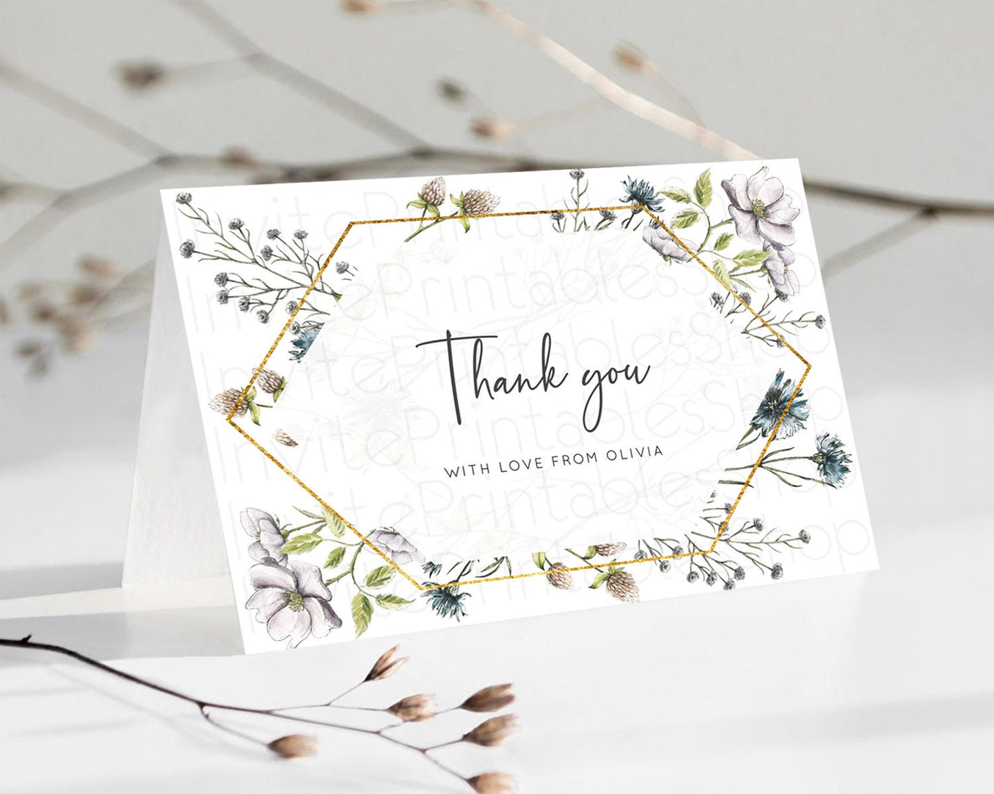 Secret Garden Thank You Wildflower Thank You Card Pastel Flower Garden Birthday Thank You Card Boho Floral Teacher Thank You Card D10501