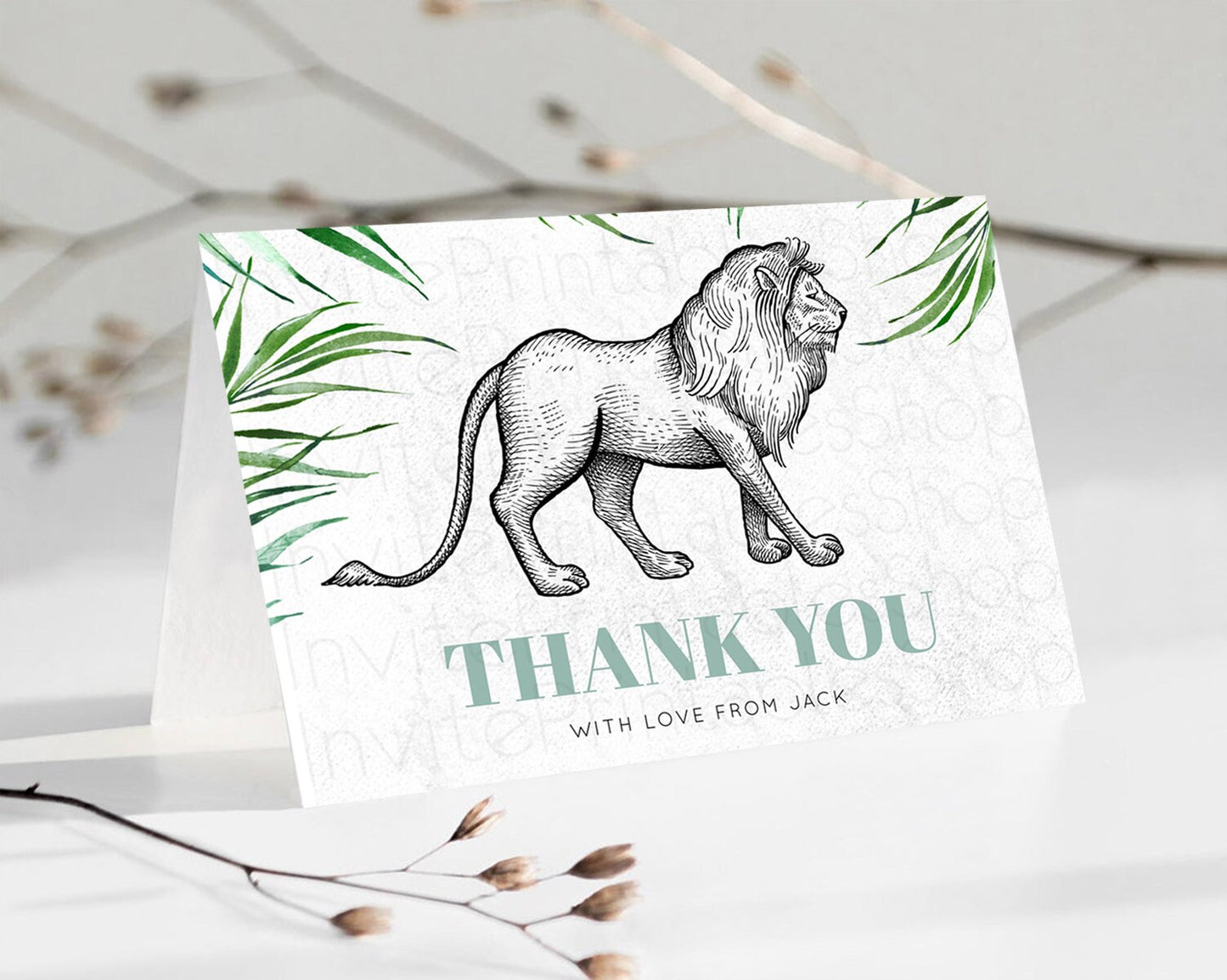 Editable Lion Thank You Lion Thank You Card Lion Party Birthday Thank You Ca