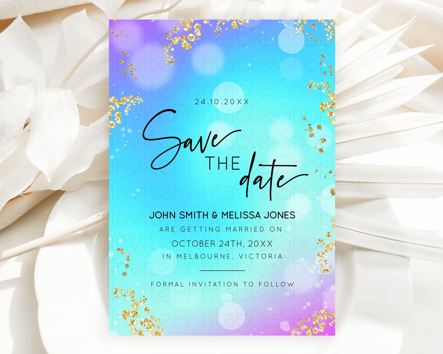 Mermaid Save The Date Template Colorful Pastel Mermaid Under The Sea Pool Party For 1st Birthday Baptism Baby Shower Bridal Shower D10573
