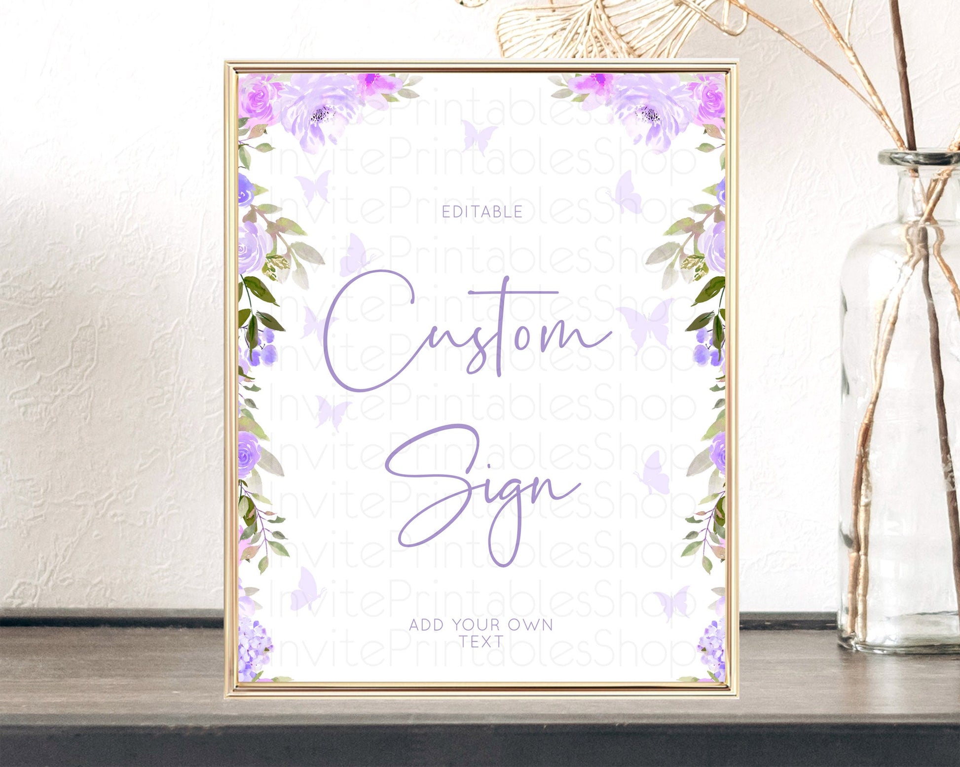 Editable Wildflower Floral Table Sign Decor Secret Garden Sign Template Past