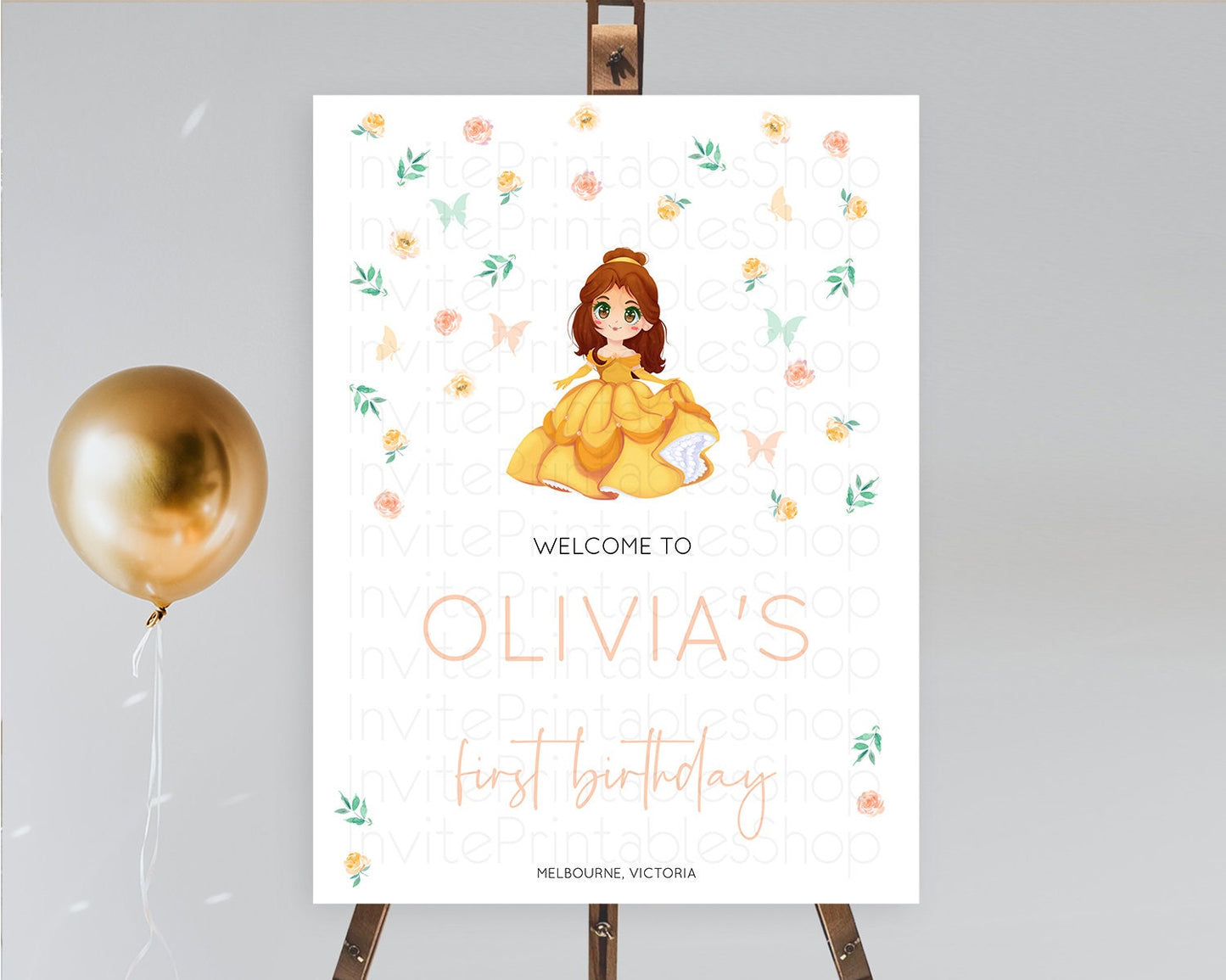 Princess Birthday Welcome Sign Castle Welcome Board Secret Garden Enchanted Castle Pastel Floral Garden First Birthday Welcome Sign D10890