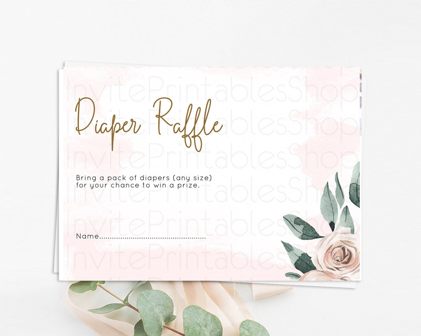 Tropical Diaper Raffle Card Tropical Diaper Raffle Insert Palm Leaf Diaper Ticket Fern Frangipani Floral White Orchid Raffle Game D11010