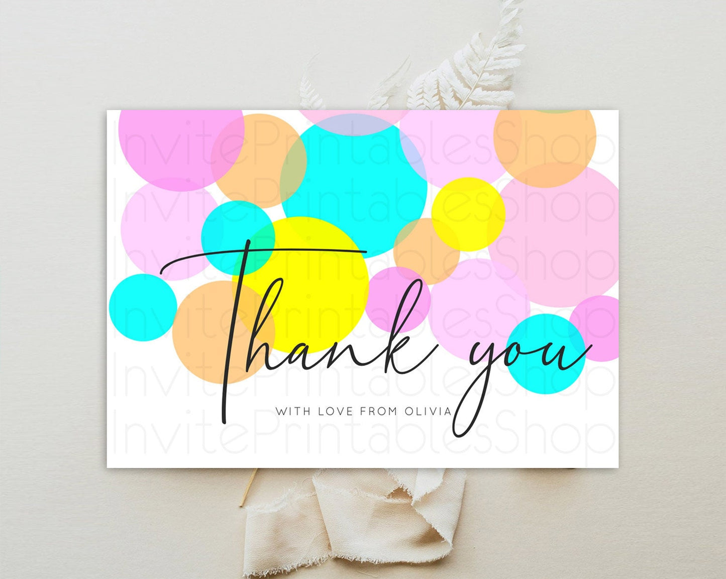 Rainbow Thank You Pastel Thank You Card Pastel Rainbow Birthday Thank You Confetti Colorful Pastel Cards Teacher Thank You Cards D10896