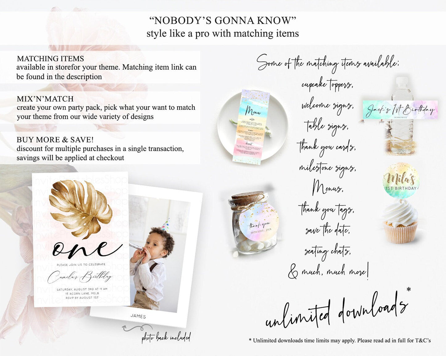 Tropical Invitation Tropical Birthday Invitation Tropical Floral Invitation Palm Leaf Fern Invite Frangipani White Orchid Invitation D11042
