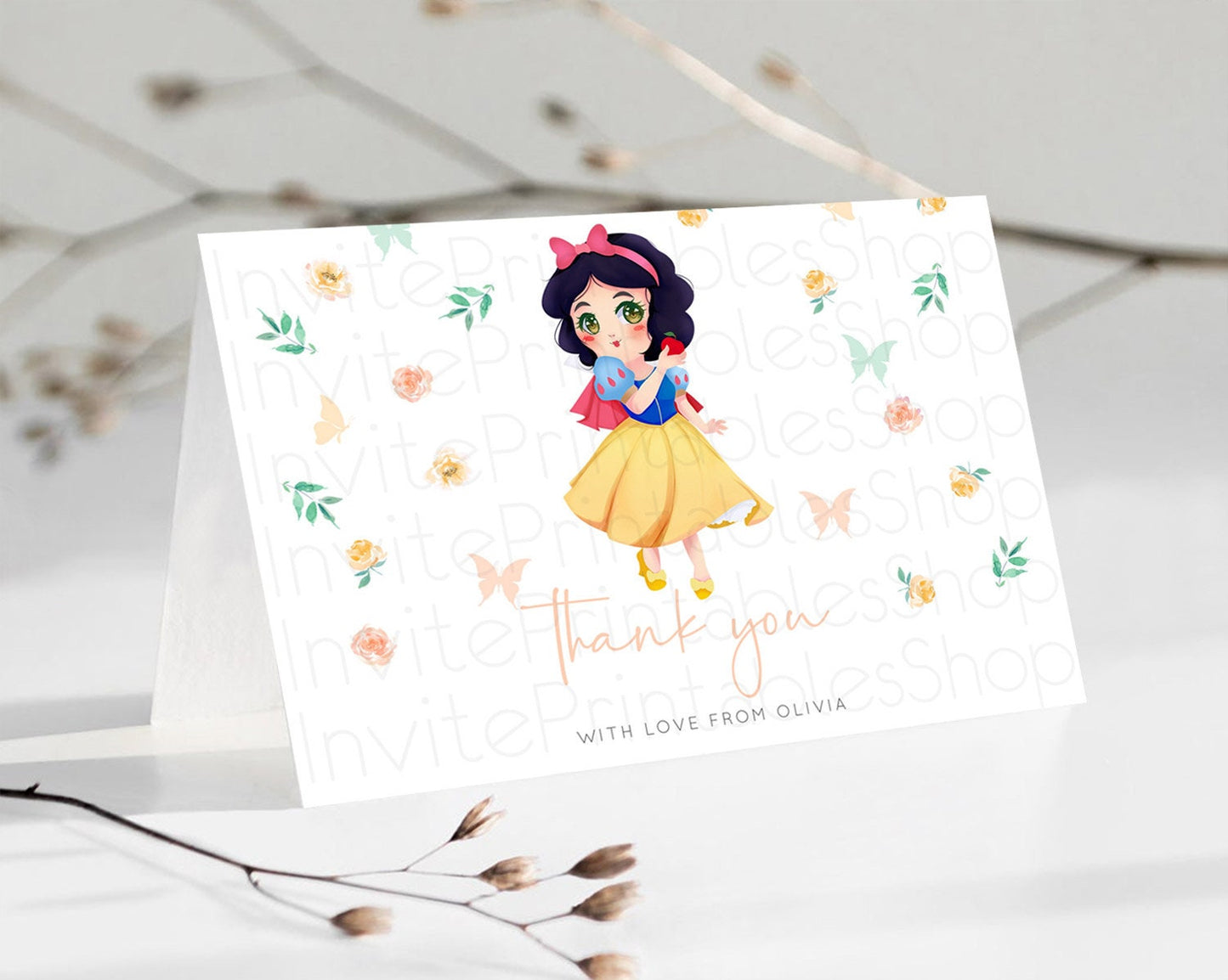 Editable Princess Thank You Castle Thank You Card Secret Garden Birthday Tha