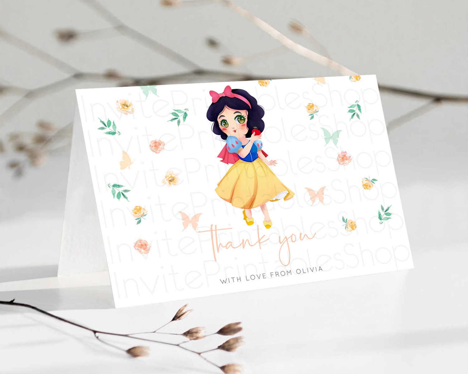 Editable Princess Thank You Castle Thank You Card Secret Garden Birthday Tha
