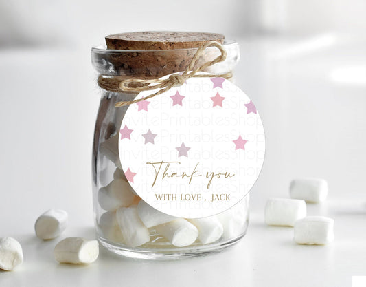 Star Thank You Gift Tags Pastel Stars Thank You Tags Shooting Star Rainbow Colorful Confetti Twinkle Little Star First Birthday Tags D10344