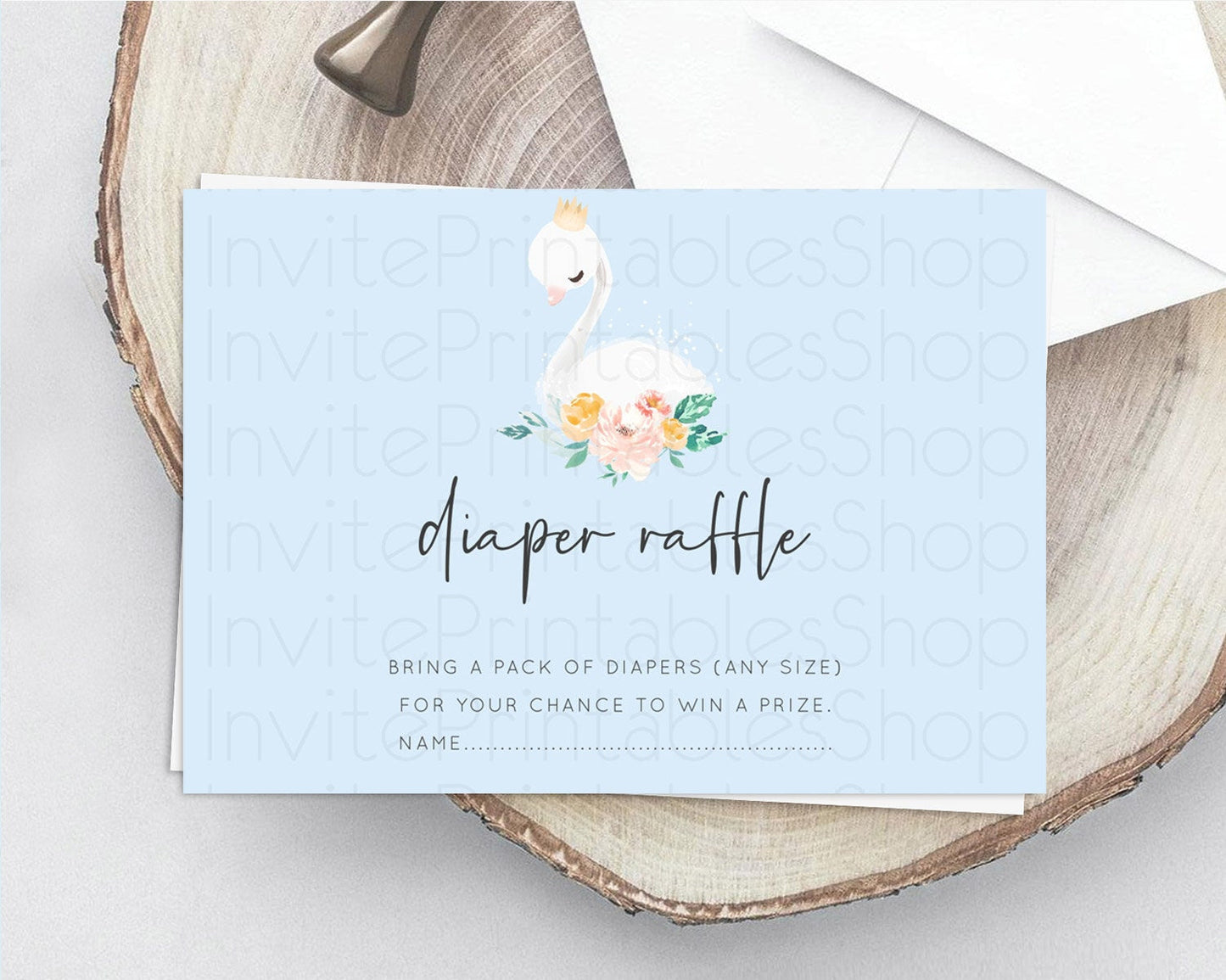 Swan Diaper Raffle Card Swan Princess Ballet Diaper Raffle Insert Enchanted Swan Lake Diaper Ticket Secret Garden Floral Raffle Game D10903
