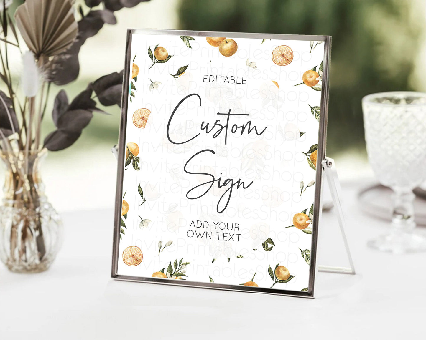 Editable Citrus Sign Template Lemon Orange Party Sign Template Citrus Floral