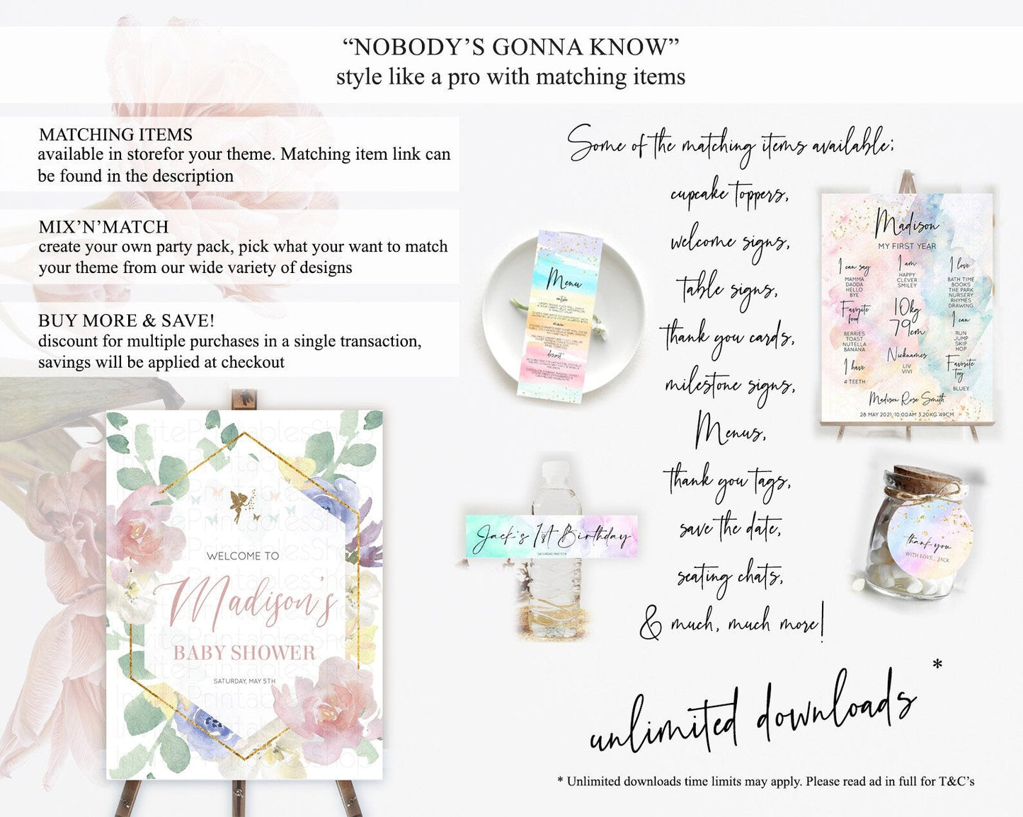 Fairy Baby Shower Welcome Sign Fairy Welcome Board Enchanted Garden Pastel Floral Butterfly Decor Secret Garden Fairy Welcome Sign D10294